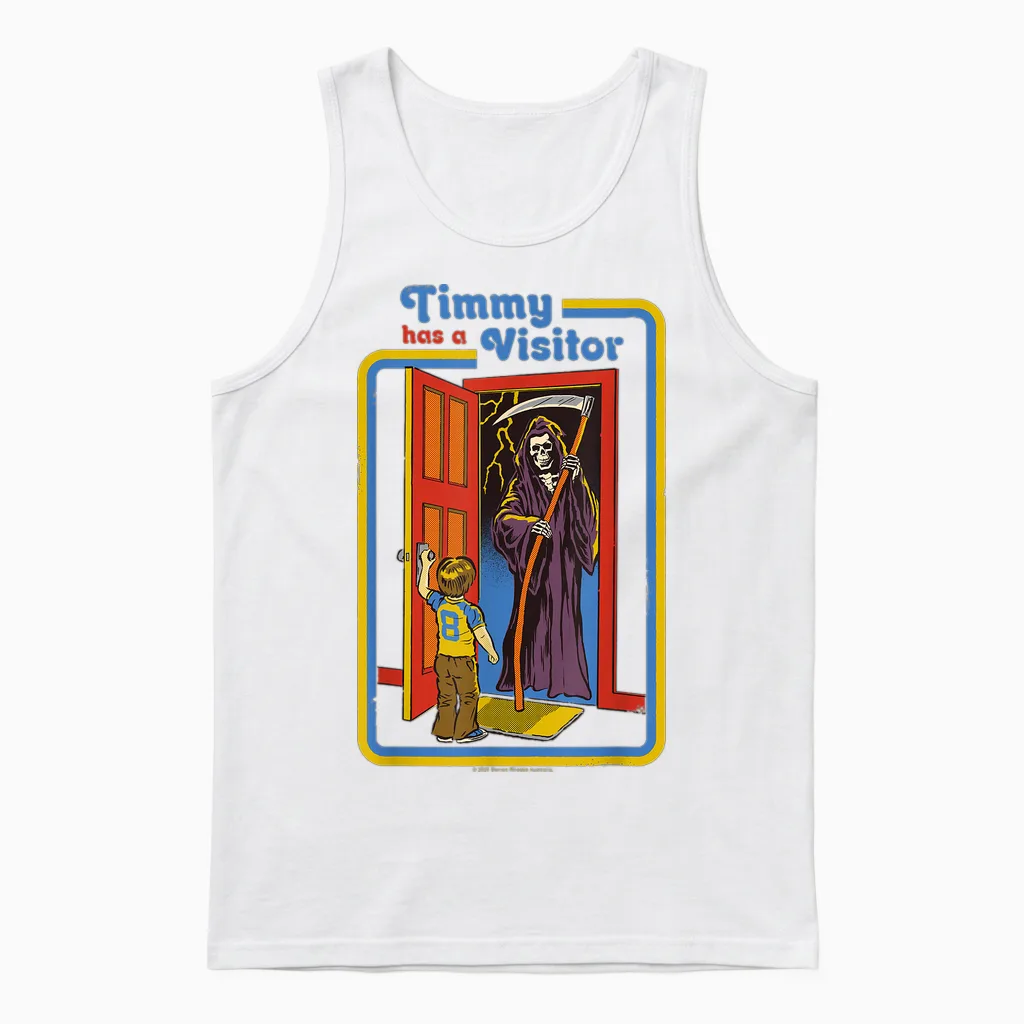 Timmy Grim Reaper Sarcastic Retro Vintage Funny Adult Humor Unisex Tank Top in White