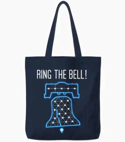 Ring the Bell. Tote Bags - Navy