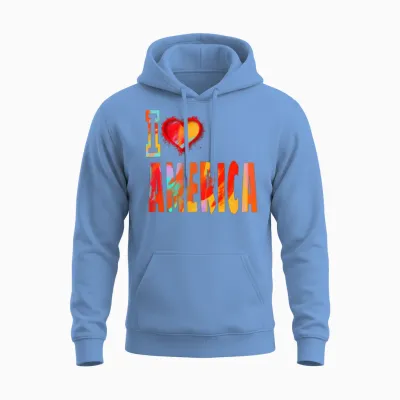 I Love America Unisex Hoodie - Carolina Blue