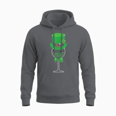 Leprechaun's Touch St. Patrick's Festive Wine Hat Women's Men's T-Shirt, Black, S Unisex Hoodie - Charcoal