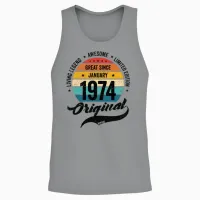 Retro 50 Years January 1974 Birthday Vintage Bday Unisex Tank Top in Sport Grey - 2
