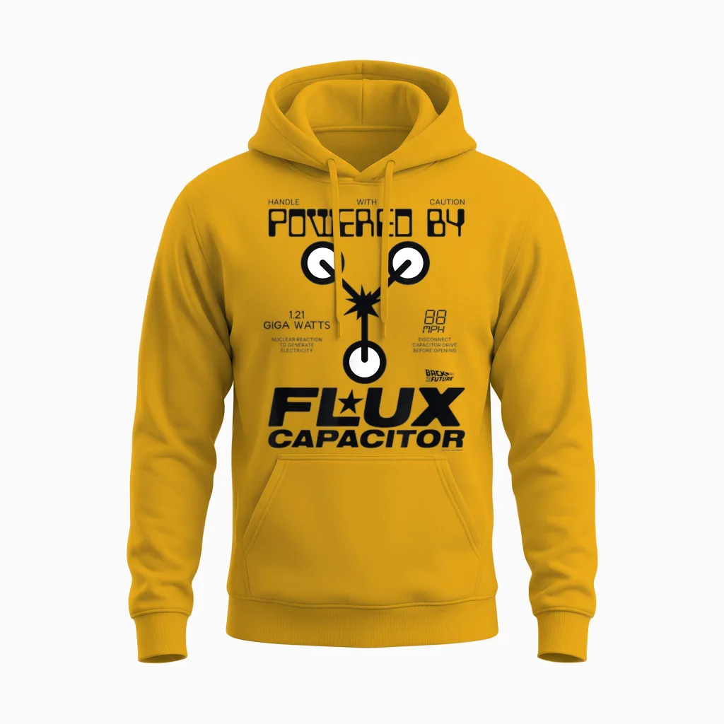 Back to the Future Powered by Flux T-Shirt, Blue Unisex Hoodie in Gold