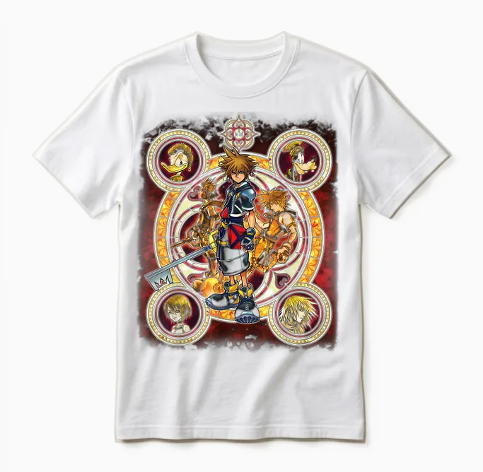 Disney Kingdom Hearts Group Shot Circles Unisex T-Shirt in White