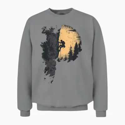 Climbing T-Shirt Mountain Climber Bouldern Gift Mountain T-Shirt, Black, S Unisex Sweatshirt - Sport Grey