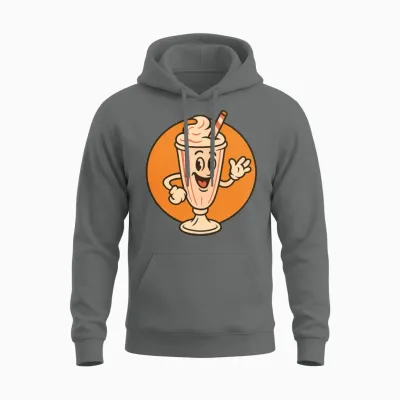 Retro Milkshake Mascot Unisex Hoodie - Graphite Heather