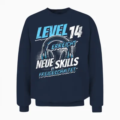 14. Geburtstag Jungen Video Gamer Level 14 Erreicht Junge Unisex Sweatshirt - Navy