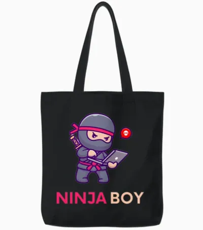 Ninja Boy Tote Bags - Black