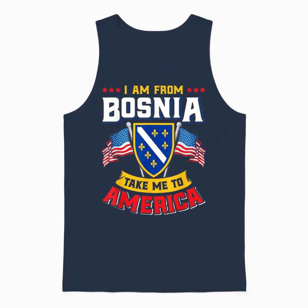 Bosnien Herzegowina - I Am from Bosnia Take Me to America Unisex Tank Top in Navy