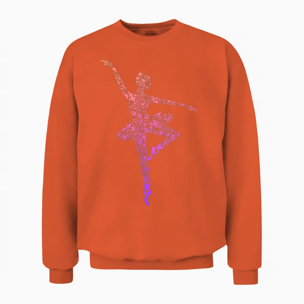 Ballerina Balletttänzerin Damen Ballett Mädchen T-Shirt Schwarz Kurzarm Klassisch Passform S Unisex Sweatshirt in Orange