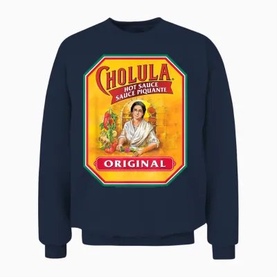 Cholula Hot Sauce Bottle Lable Casual Costume Foodies Unisex Sweatshirt - Navy
