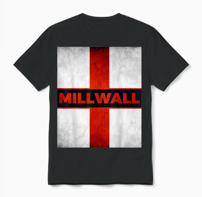 Millwall England Englische Flagge Vintage Unisex T-Shirt in Black