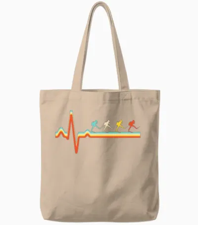 Diving Retro Heartbeat Tote Bags - Natural