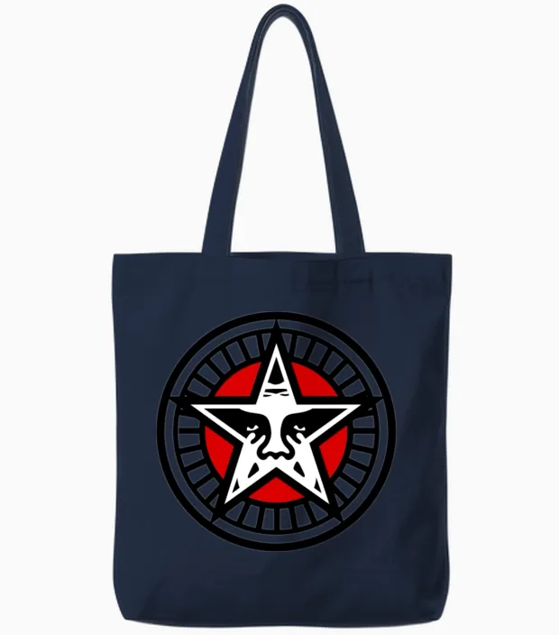 Obey Star Face Tote Bags in Navy
