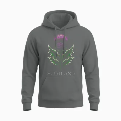 Scottish Thistle Flower, Celtic Symbol, Plaid Pattern Unisex Hoodie - Graphite Heather