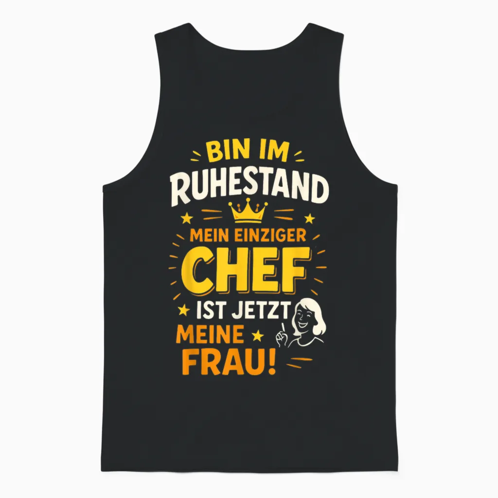 Funny Pension Retirement Retirement T-Shirt with German Text Unisex Tank Top in Black