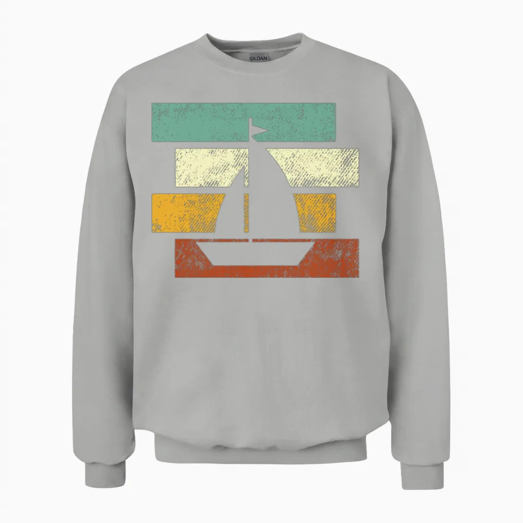 Sailing Retro Unisex Sweatshirt in Ash