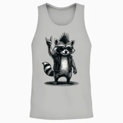 Funny Raccoon Retro Raccoon Rock Music Men Kids Women Unisex Tank Top - Ash