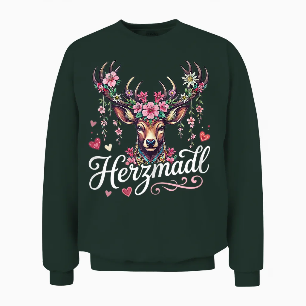 Passend Für Oktoberfest T-Shirt Damen Trachtenshirt Herzmadl Unisex Sweatshirt in Forest