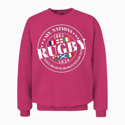 Six Nations Rugby 6 Nation's Rugbyman Supporter Fan Unisex Sweatshirt - Heliconia