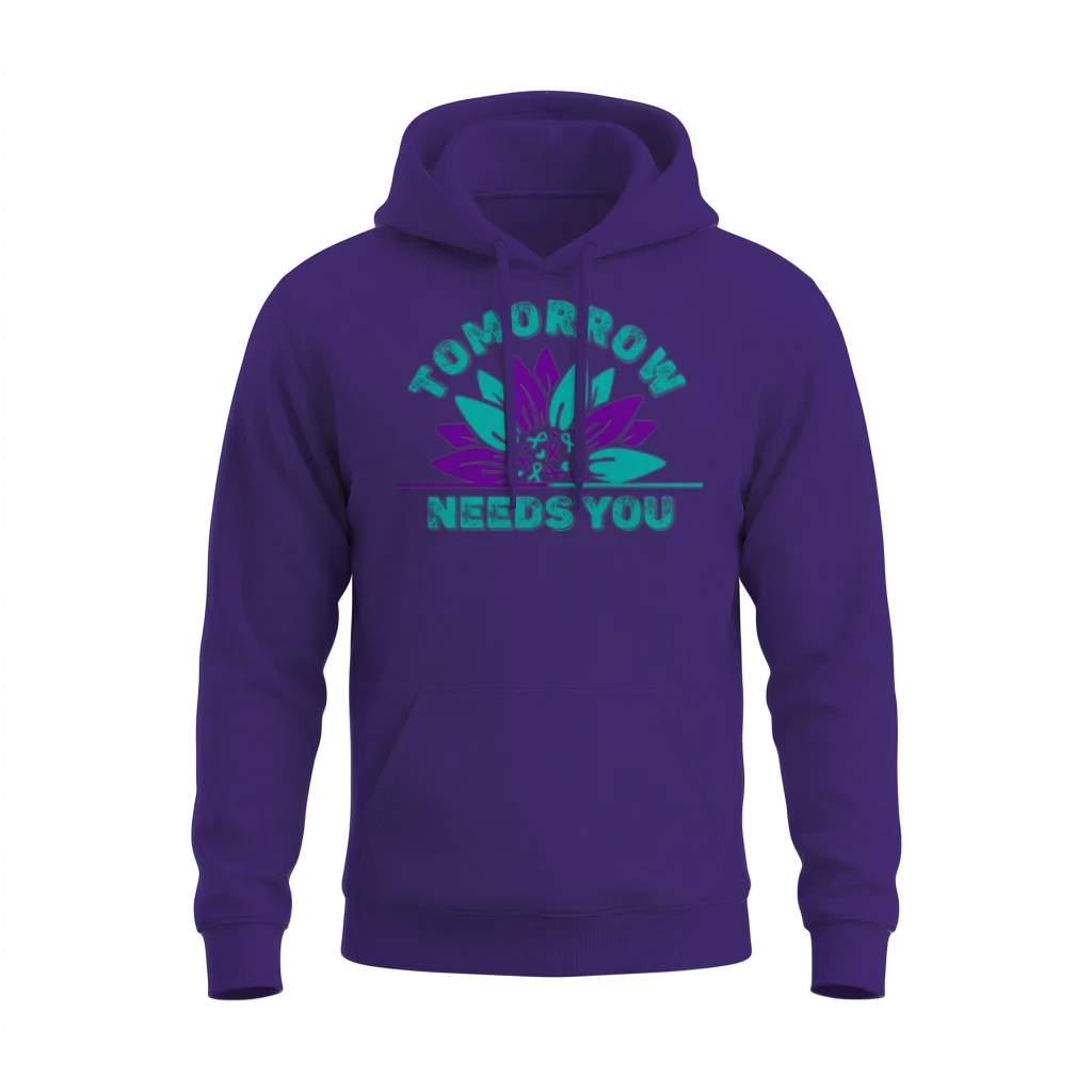 Sunflower Suicide Prevention Awareness Ribbon Unisex Hoodie - Purple