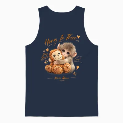 Adorable Cute Baby Monkey Punch Men Women Unisex Tank Top - Navy