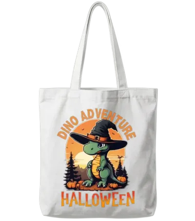 Dino Adventure Halloween Tote Bags - White