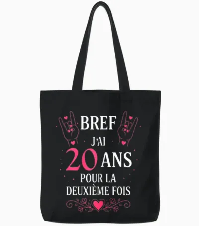 Bref J'ai 20 Ans Pour La Deuxième Fois Anniversaire 40 Ans Tote Bags - Black
