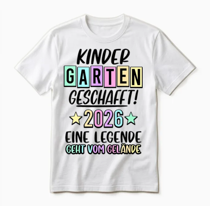 Kinder Bye Bye Kindergarten Geschafft 2025 Kita Abschluss Unisex T-Shirt in White