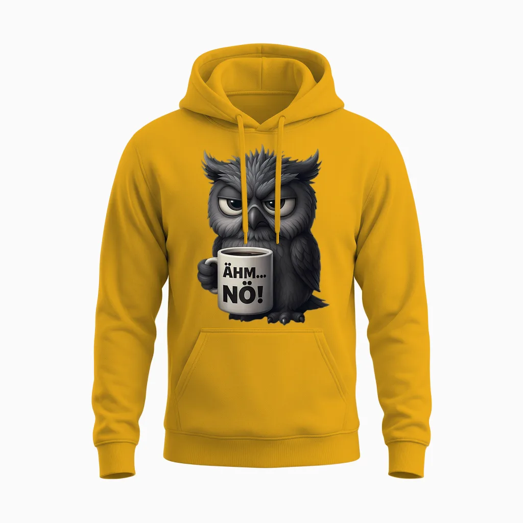 ähm Nö Eulen Geschenk Herren Damen Lustiges Eule Unisex Hoodie in Gold