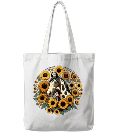 Sunflower Horse Tote Bags - White
