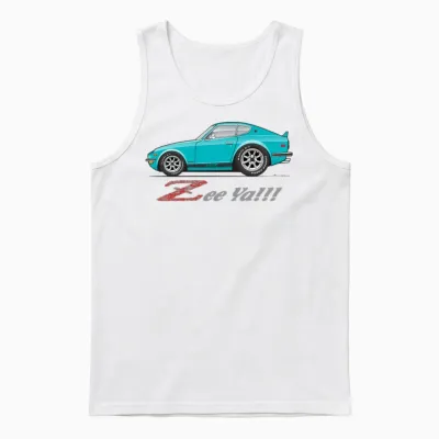 Zee Ya Light Blue Unisex Tank Top - White