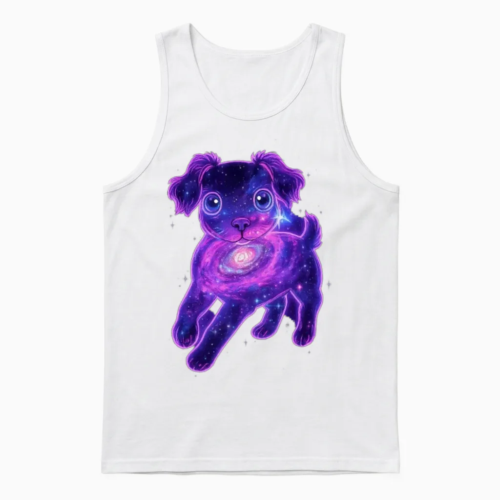 Cosmic Funny Dog Lovers Gift Unisex Tank Top in White