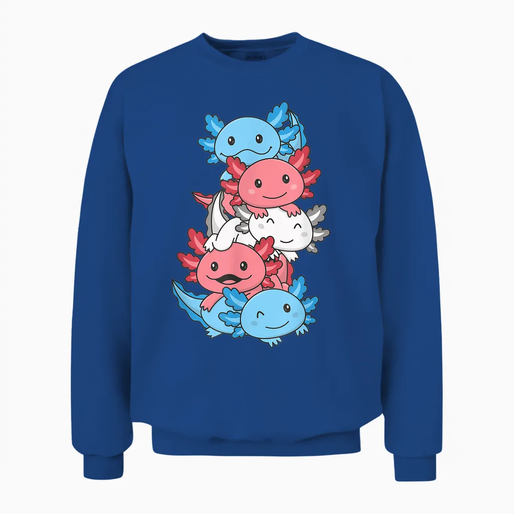 Cute Animals Lgbtq+ Pride Month Transgender Flagge Pride Monat Lgbtq Transgender Axolotl T-Shirt Schwarz Unisex Klein Eu S Klassisch Kurzarm Unisex Sweatshirt in Royal