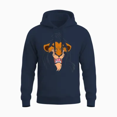 The Villains of Disney Scar Big Face T-Shirt, Black, S Unisex Hoodie - Navy