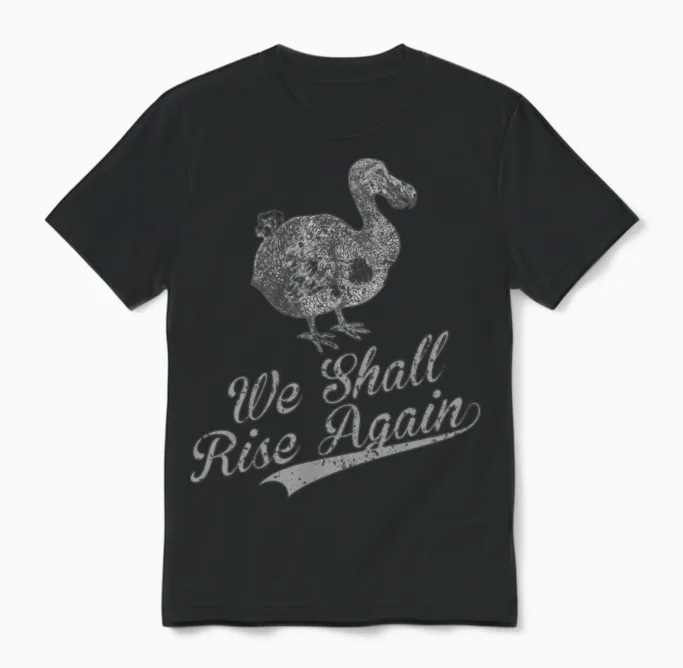 Dodo Bird We Shall Rise Again Retro Vintage Unisex T-Shirt in Black