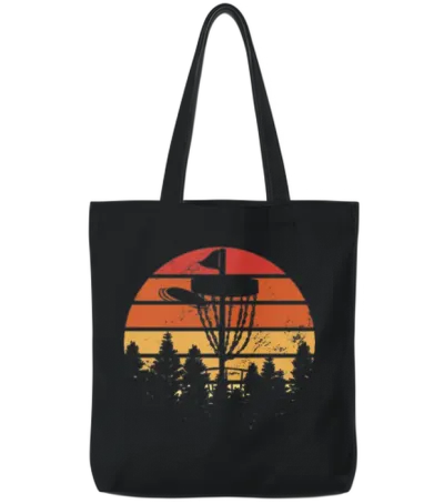 Retro Disc Golf Tote Bags - Black