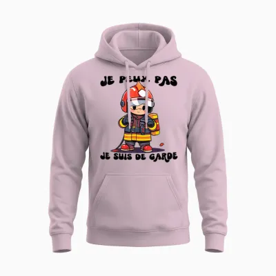 Je Peux Pas Je Suis De Garde Firefighters Gift Humour Fireman T-Shirt, White, S Unisex Hoodie - Light Pink