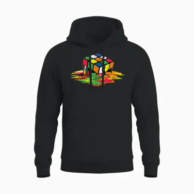 Melting Puzzle Cube Retro Speed Cubing 80's Vintage Toy Unisex Hoodie - Black