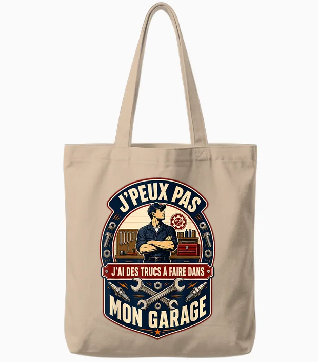 J'peux Pas Mon Garage Papa Bricoleur Fête Des Pères Tote Bags in Natural