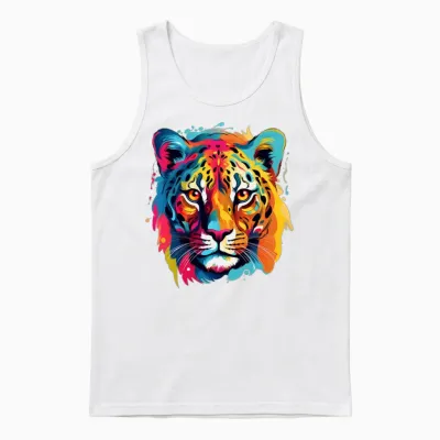 Retro Tiger Unisex Tank Top - White
