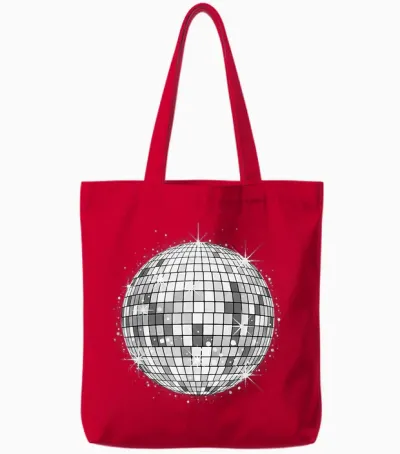Disco Ball Party Tote Bags - Red