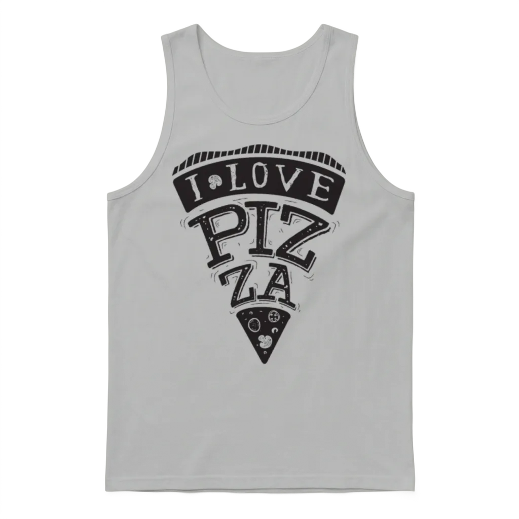 I Love Pizza Unisex Tank Top - Ash