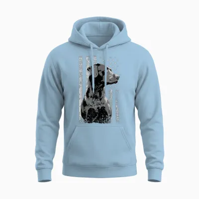 Patriotic Usa Flag Black Labrador Gift for Lab Owners Short Sleeve Unisex Hoodie - Light Blue