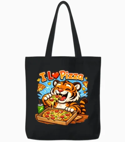 Tigers Love Pizza Tote Bags - Black