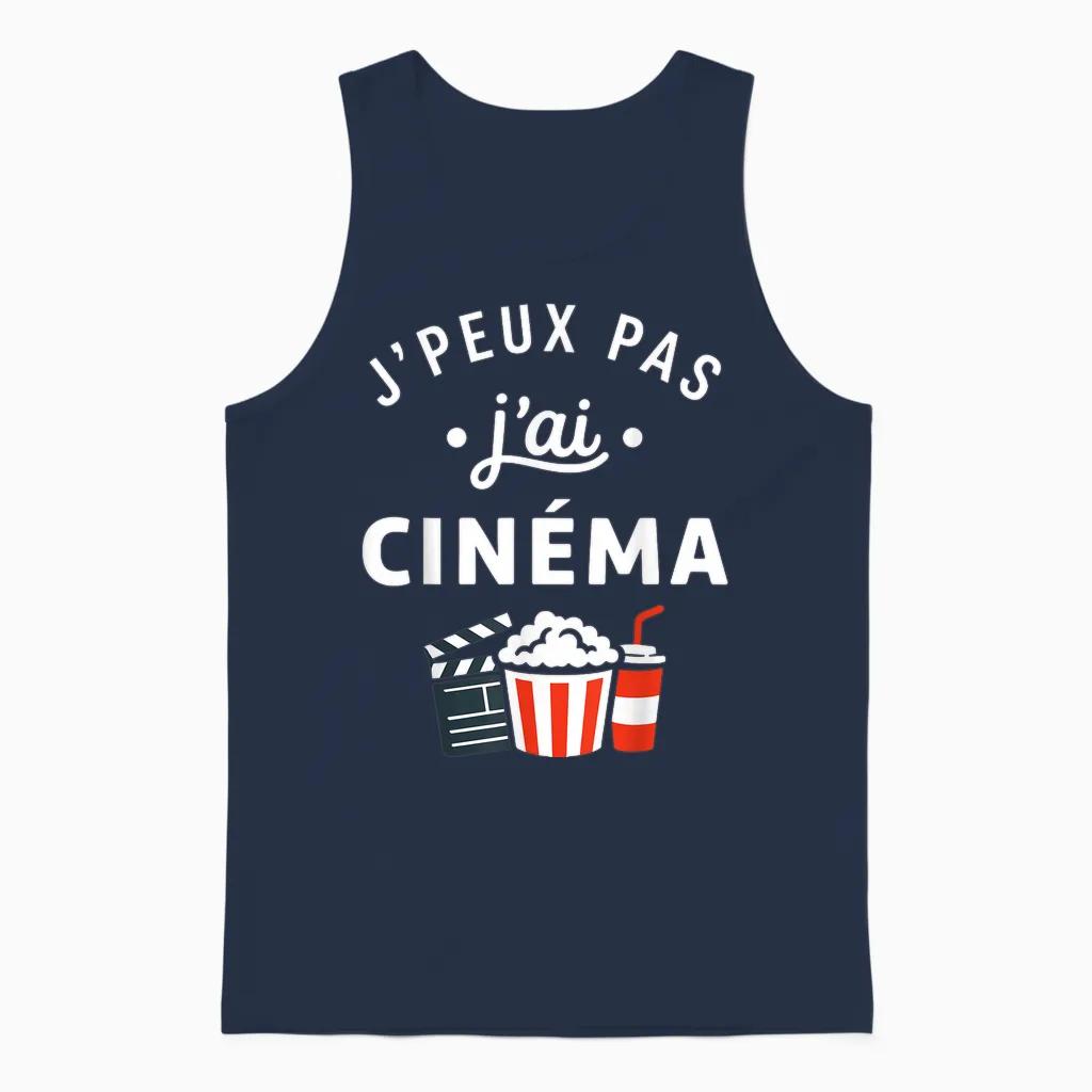 Citation Humour Film Soirée Ciné J’peux Pas J’ai Cinéma Unisex Tank Top in Navy