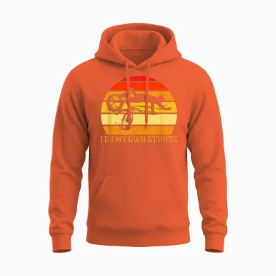 Cycling Lover Cycle Funny Bicycle Vintage I Do My Own Stunts Unisex Hoodie - Orange