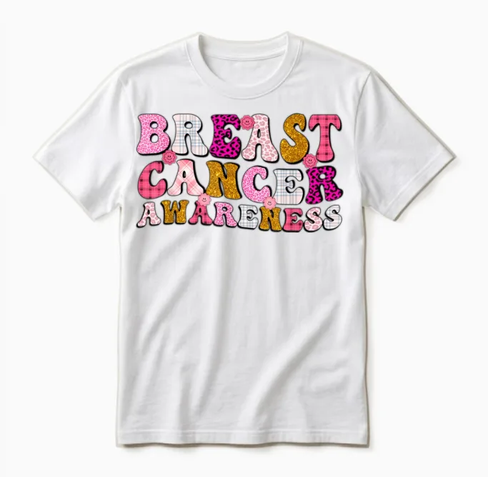 Groovy Breast Cancer Awareness Vintage Unisex T-Shirt in White