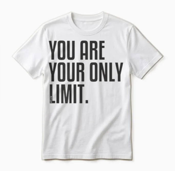 Fitness Backprint Slogan Jogging Training Motivation Sports T-Shirt, Black Unisex T-Shirt in White