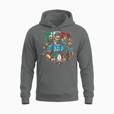 Rugby Sports Azzurri Pride: Vintage Italian Rugby Unisex Hoodie - Graphite Heather