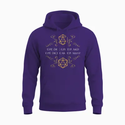 D20 Dice Giveth and Taketh Away Funny Nerdy Unisex Hoodie - Purple